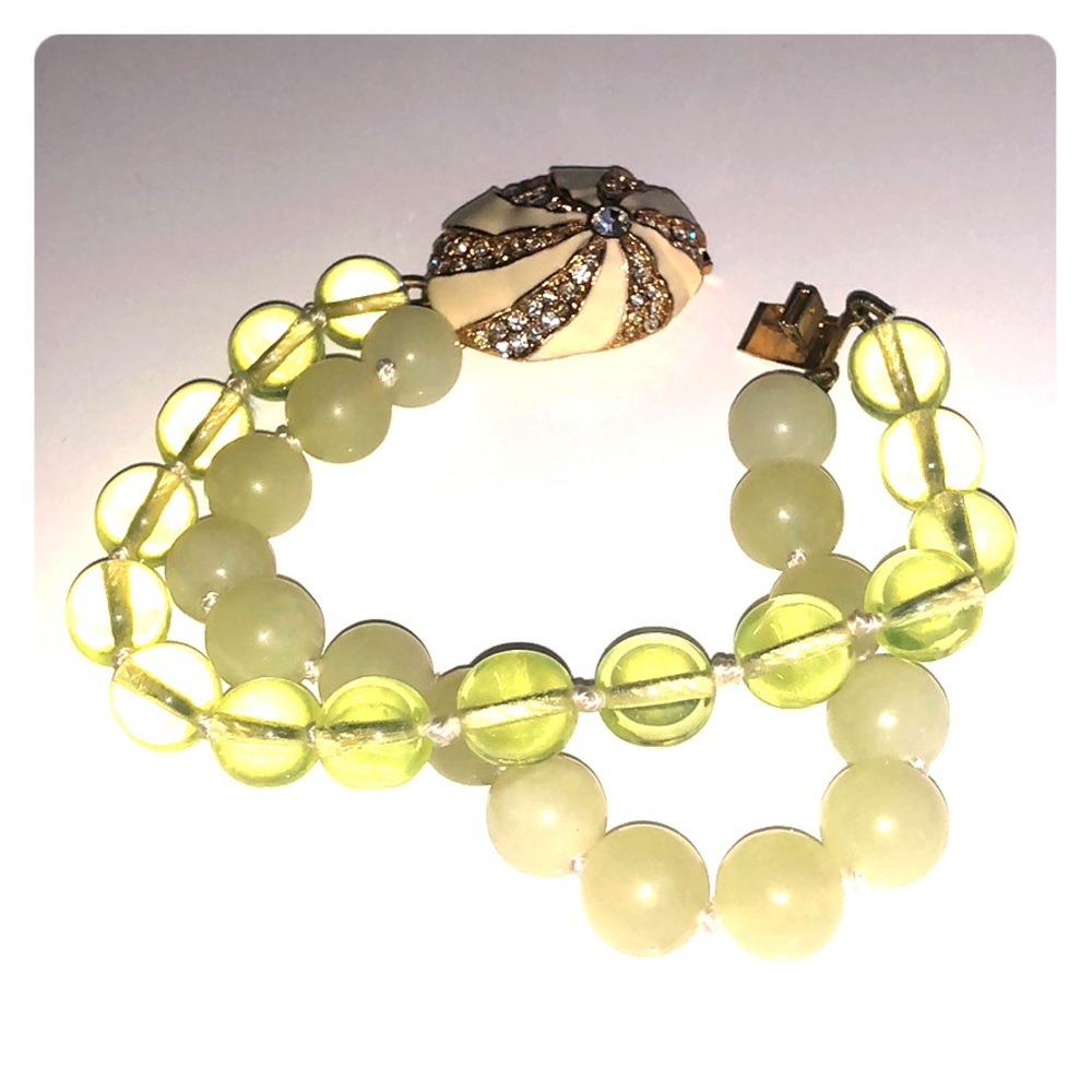 JCrew double bracelet with jeweled shell detail